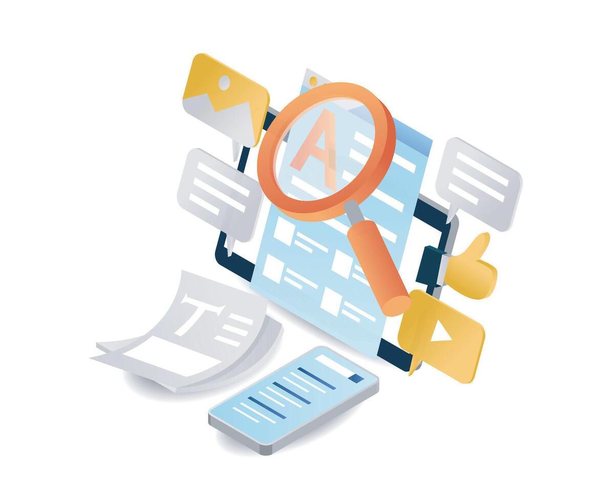 Digital content analysis and creation tools vector