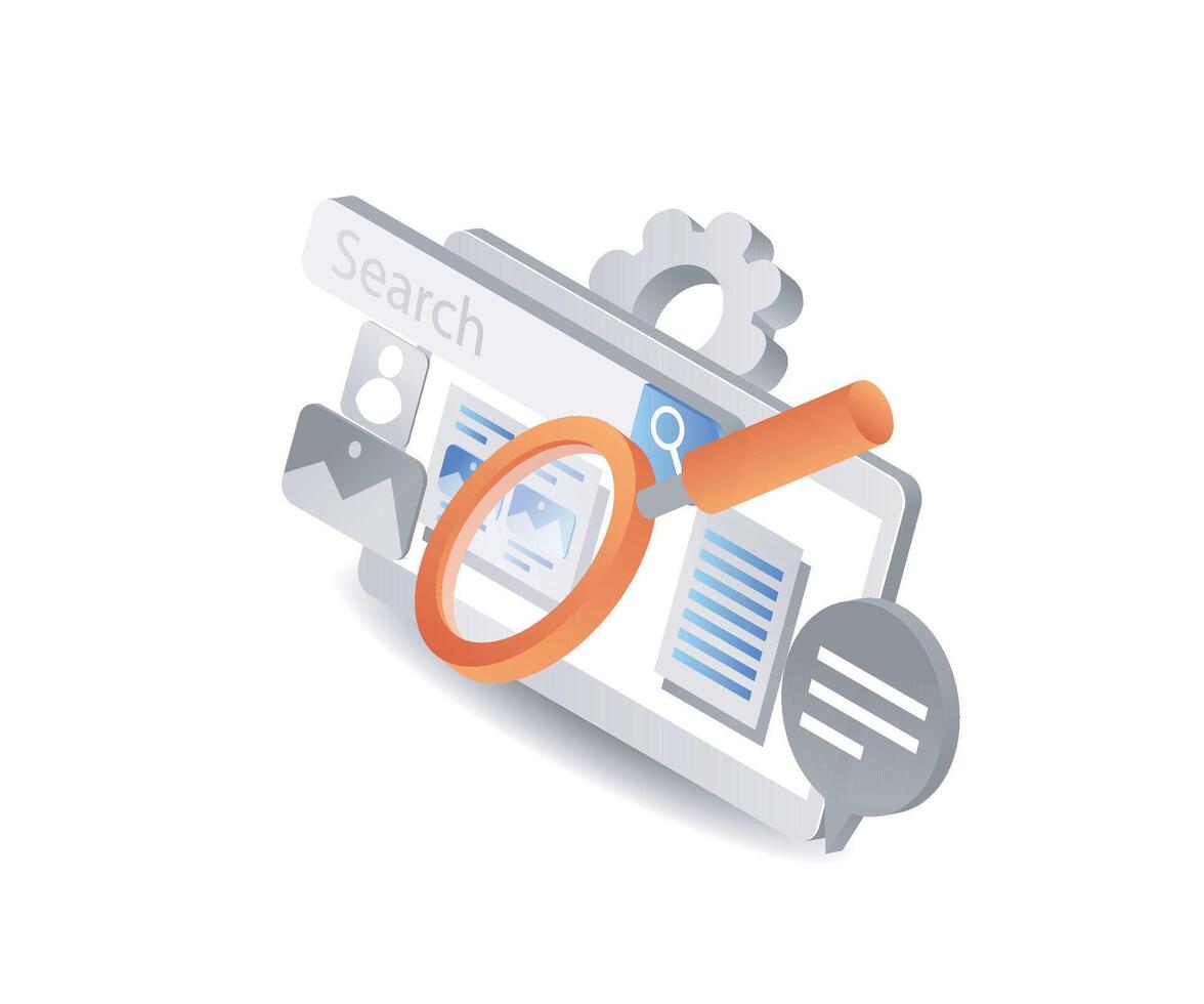 Search interface with magnifying glass vector