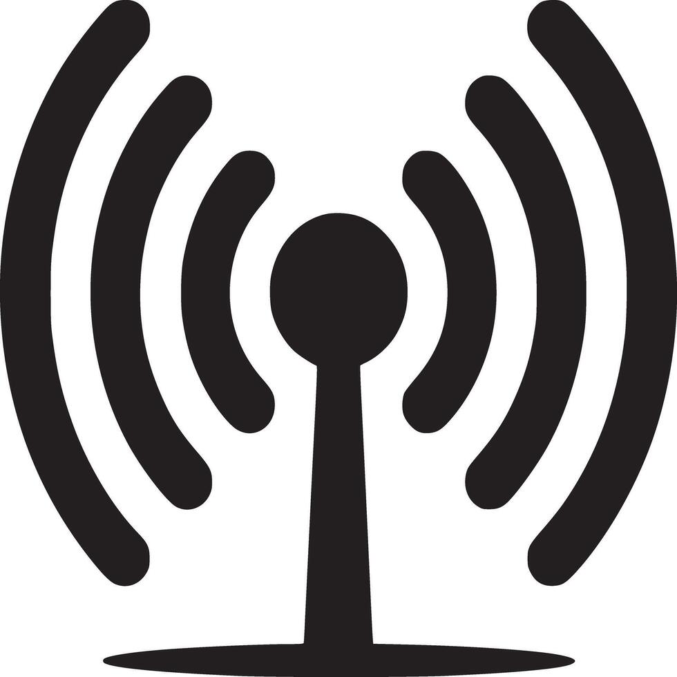 A simple black and white illustration of a wifi symbol with three curved lines on each side vector