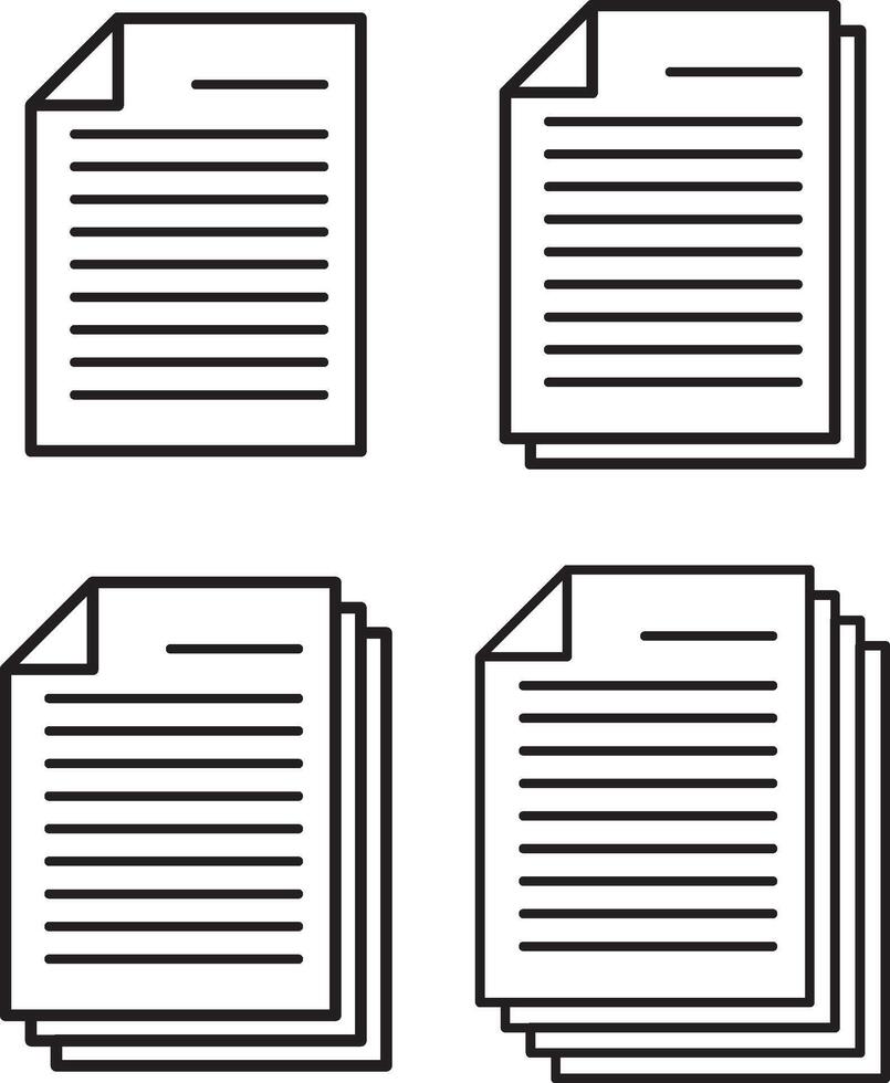 Document Outlined Design. File and Pages Outlined Design. vector