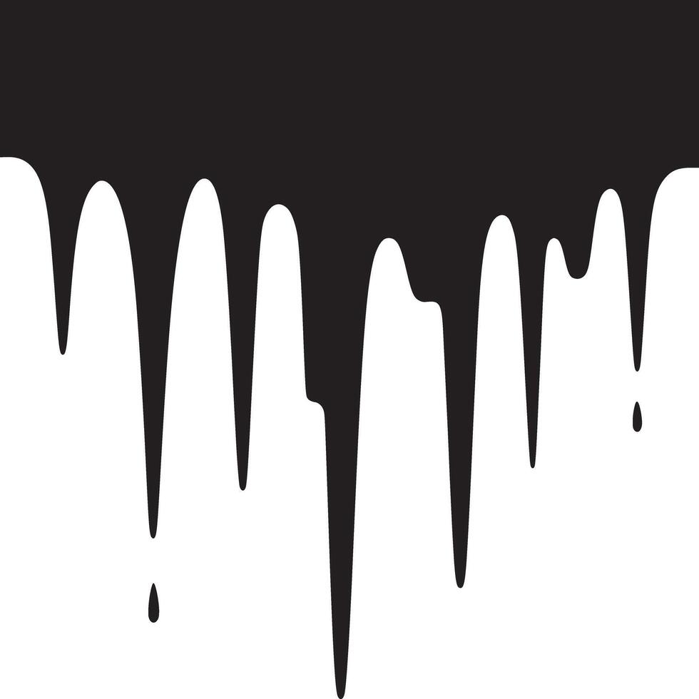 Black paint dripping down a white surface creating a stark contrast in a minimalist abstract design vector