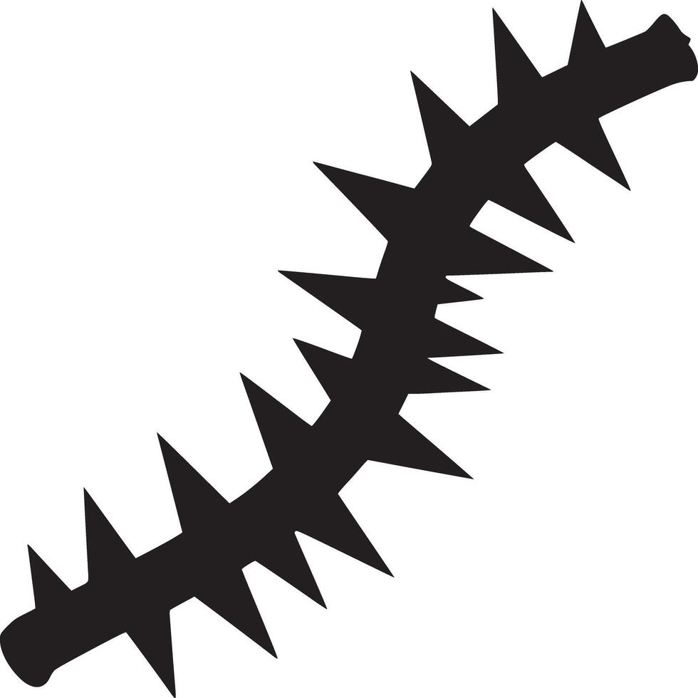 A black silhouette of a branch with sharp thorns against a white background in a close up view vector