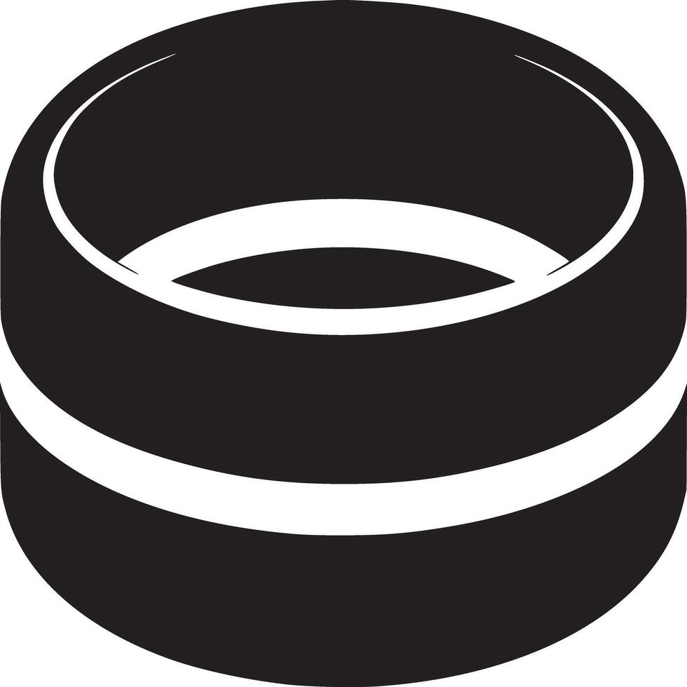 A black and white graphic of a cylindrical object with a white stripe around the middle on white background vector