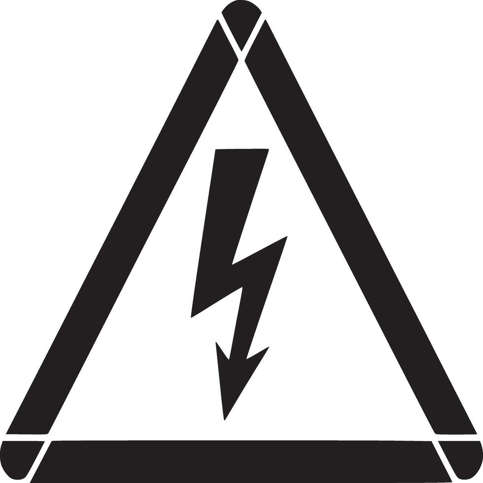 A black and white image of a triangle with a lightning bolt inside indicating a high voltage warning vector