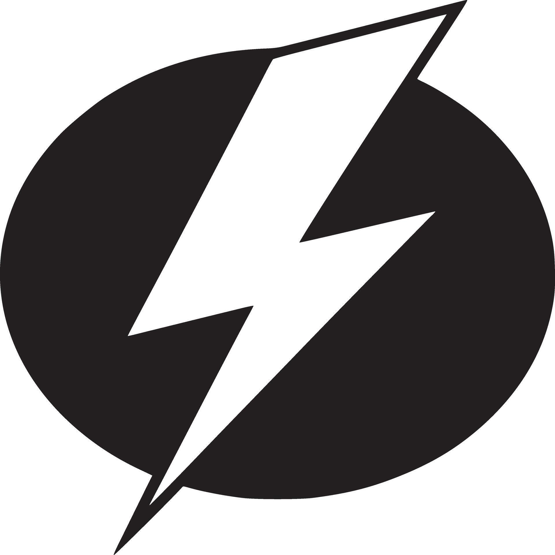 A stark black and white image featuring a lightning bolt inside of a ...