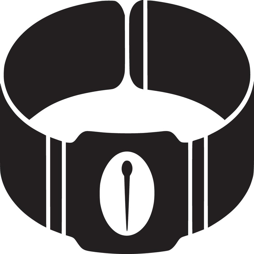 A black and white graphic illustration of a collar with a buckle and a keyhole design element vector