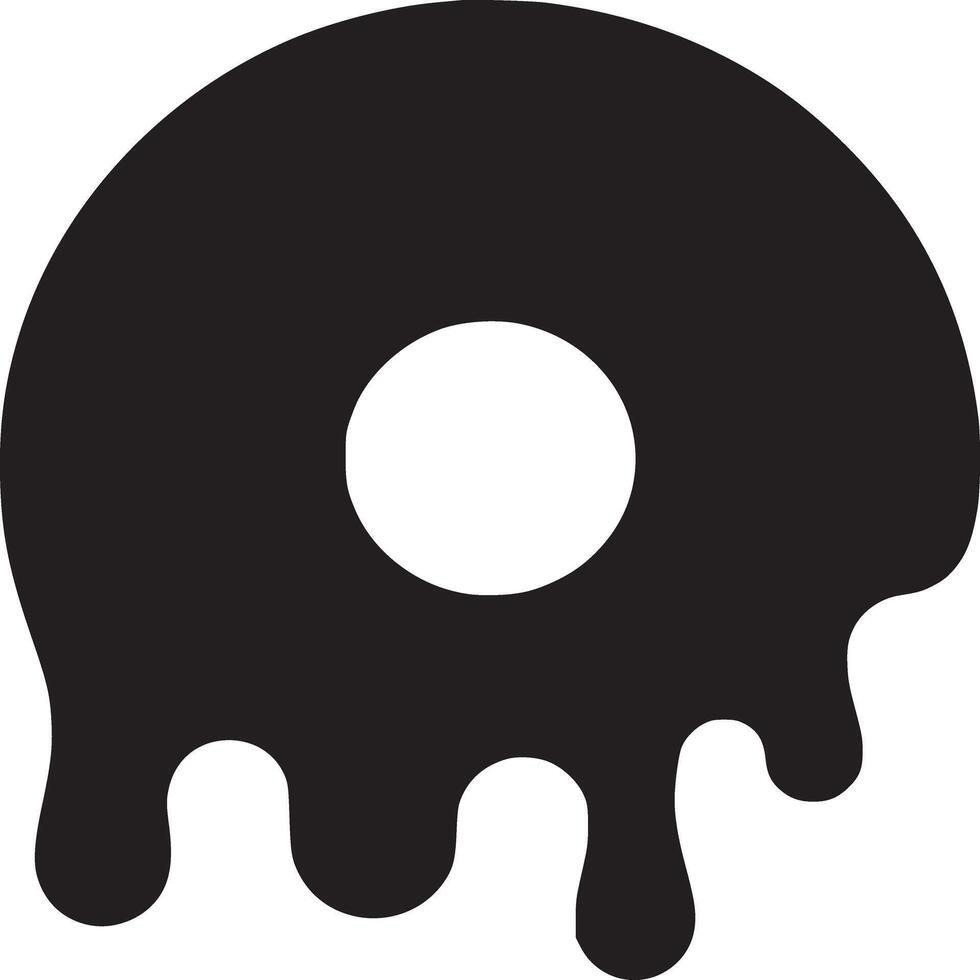 A black donut with dripping glaze isolated on a white background in a minimalist style design vector