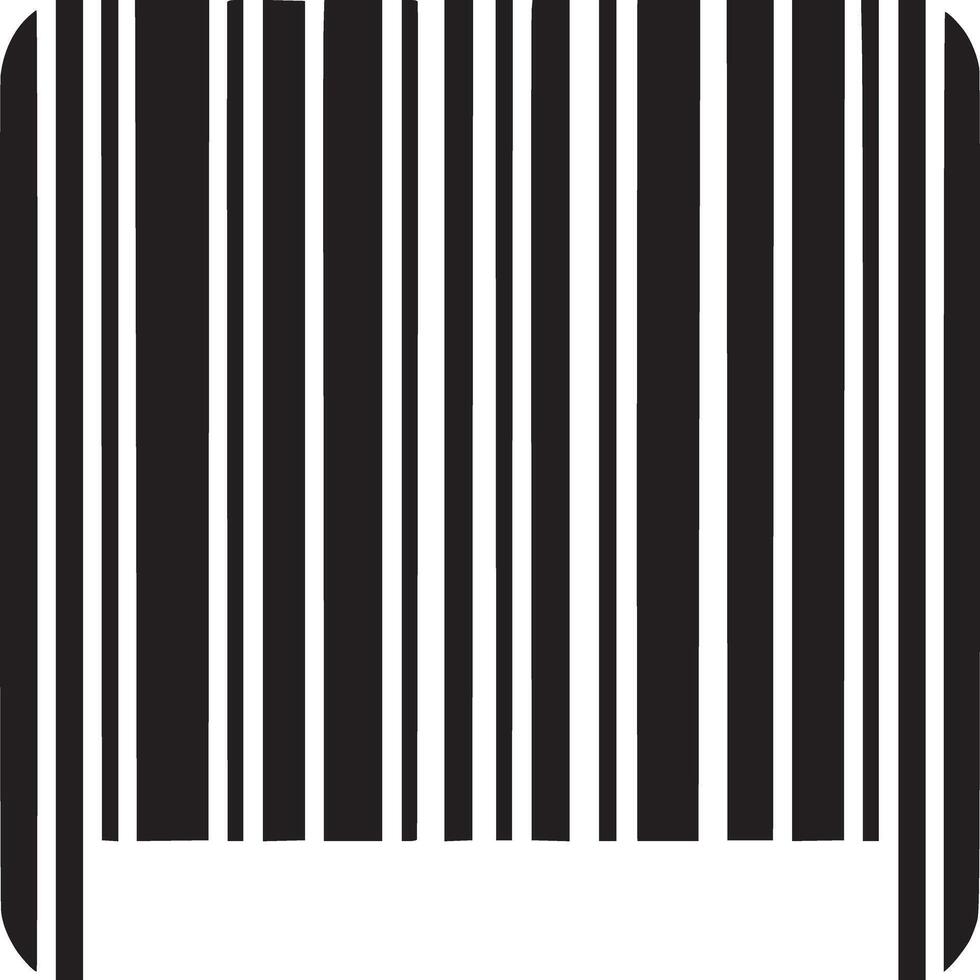 A simple barcode illustration with black vertical lines on a white background in a square shape vector
