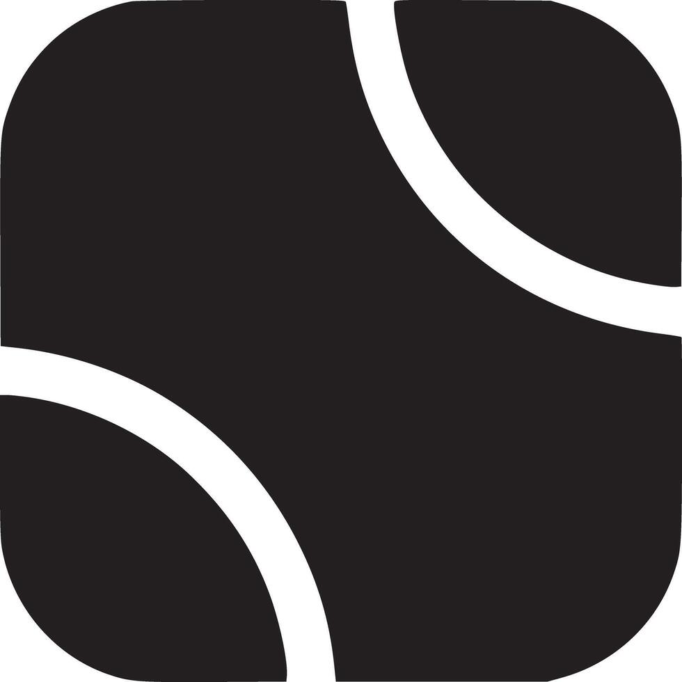 A black square with rounded corners and two white curved lines on a white background image view vector