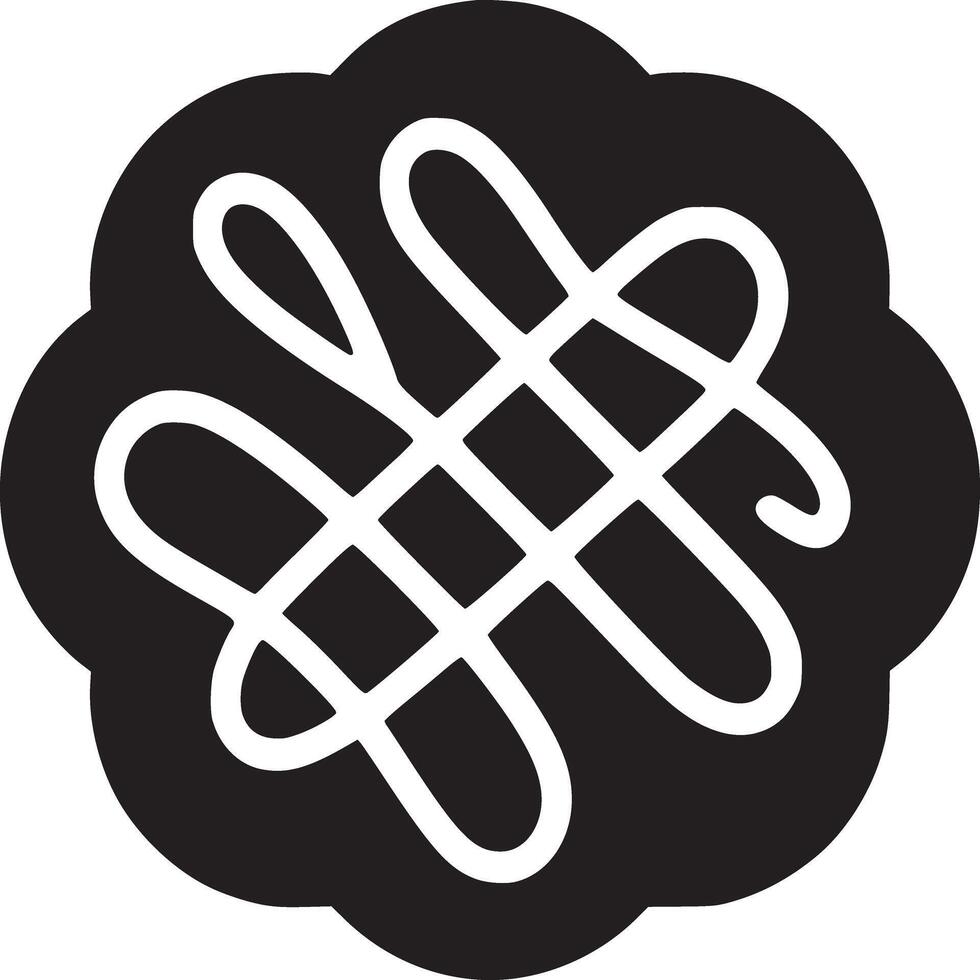 Abstract black shape with white lines forming a complex pattern on a white background design element vector