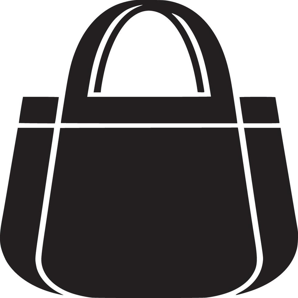 A simple graphic illustration of a black tote bag with handles on a white background design element vector