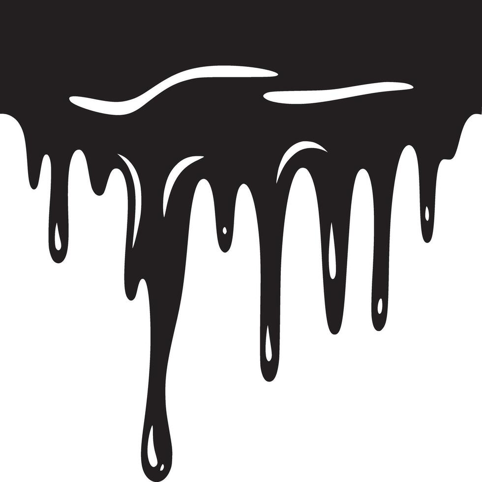 Black paint dripping down a white surface creating an abstract design with smooth lines and shapes vector