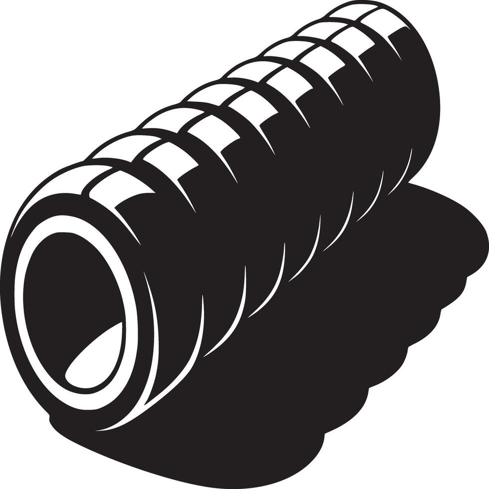 A black and white illustration of a cylindrical object with a shadow on a white background vector