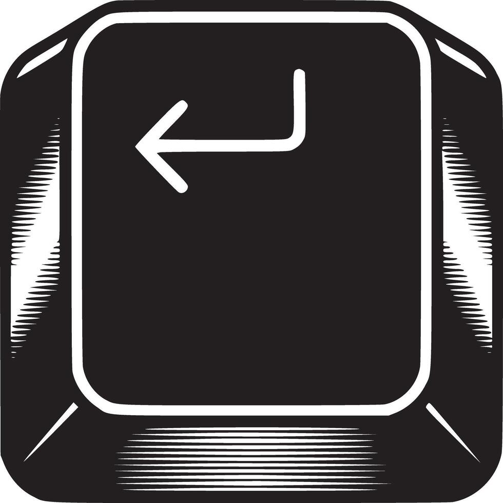 A black and white illustration of a keyboard key with an arrow pointing to the left side key vector