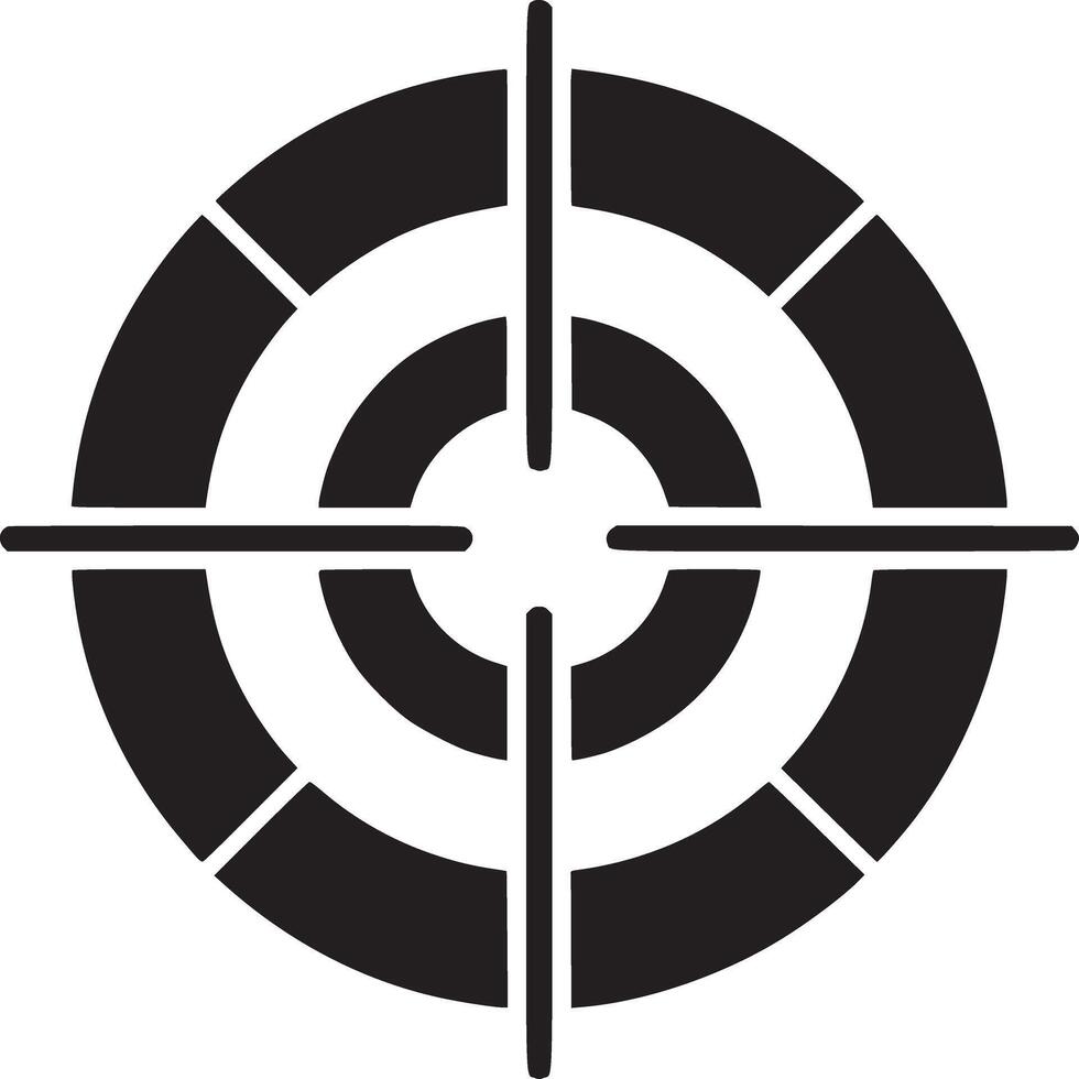 A black and white graphic of a target with a crosshair in the center on a white background space for text vector