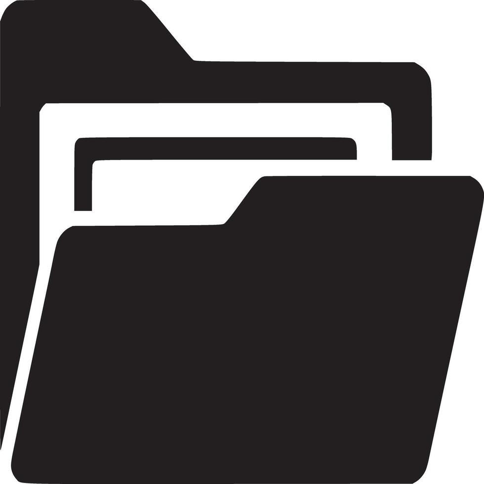 A simplistic black folder icon with white background for file organization and storage symbolization vector