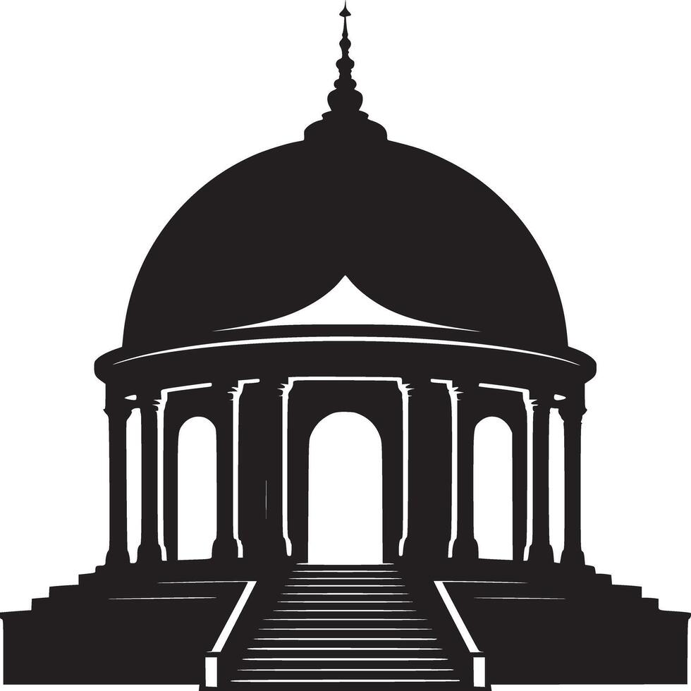 Silhouette illustration of a domed building with columns and stairs against a white background vector