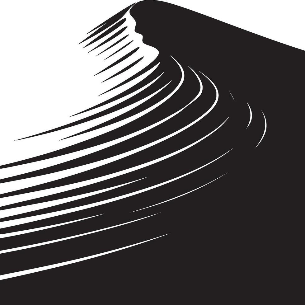 Monochrome abstract design with curved lines and a dark shape against a white background space vector