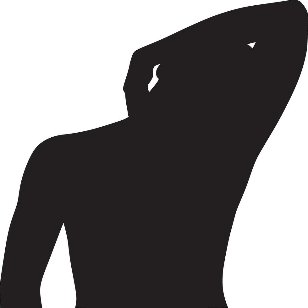 Silhouette of a person with hand behind head against a white background in a studio setting vector