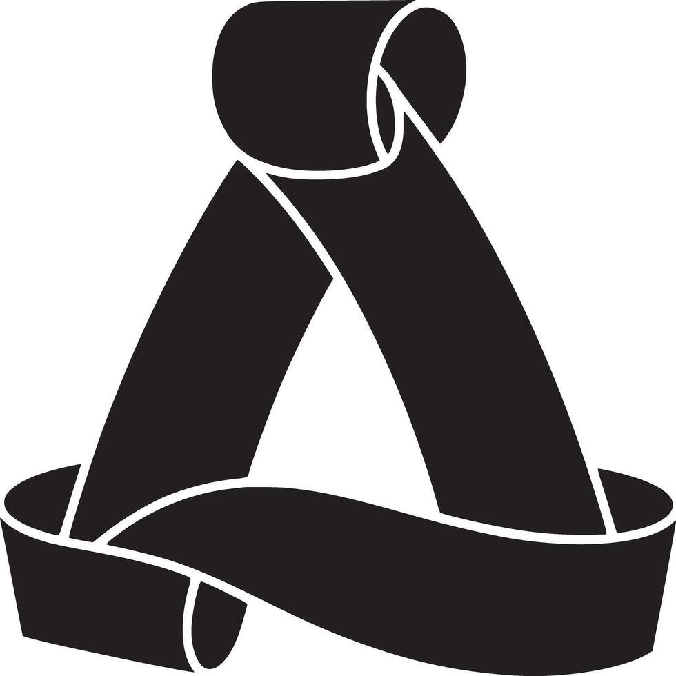un gráfico representación de un negro cinta formando un triangular forma en un blanco antecedentes diseño elemento vector