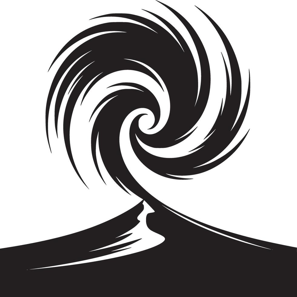 Abstract black and white vortex design with a path leading into the swirling center of the vortex art vector