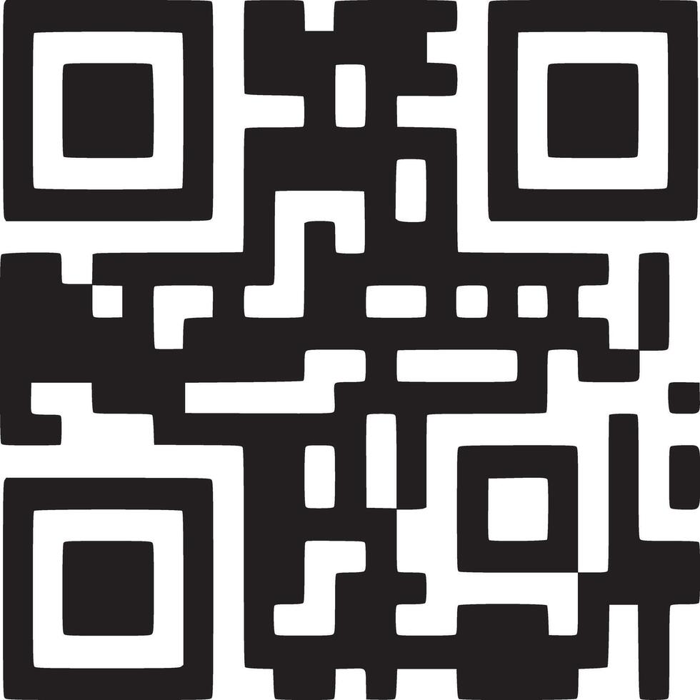 A qr code with black squares and patterns on a white background for digital information access point vector