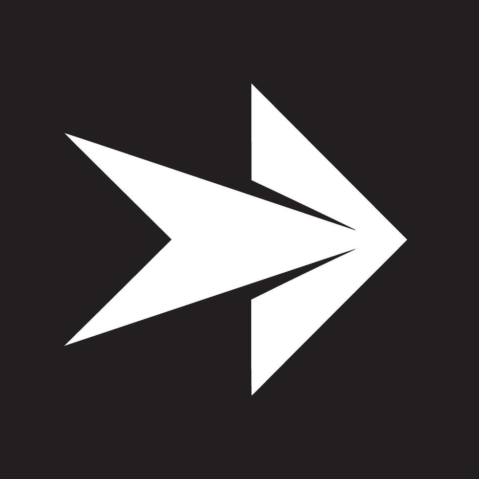 A geometric arrow design in white pointing right against a stark black background with sharp angles vector