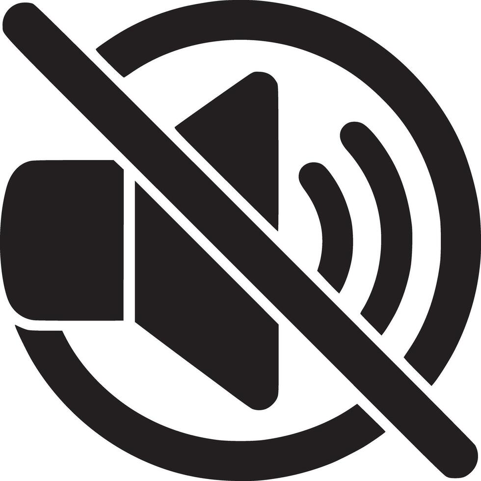 A graphic of a speaker with a line through it indicating mute or silence on a white background art vector