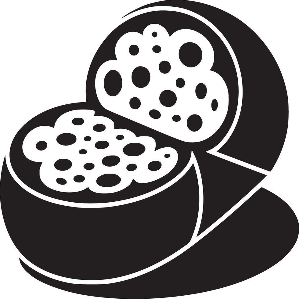 A black and white illustration of a container filled with a substance containing many holes and an open lid vector