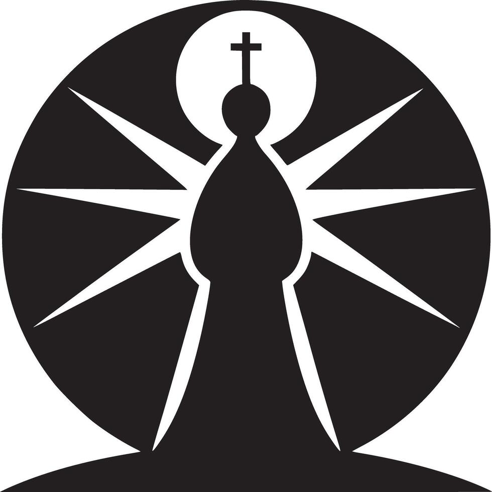A graphic representation of a religious figure with a cross in a circular design on a white background vector