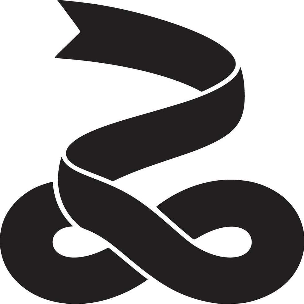 Isolated graphic design of a black ribbon curling into loops on a white background in simple style vector