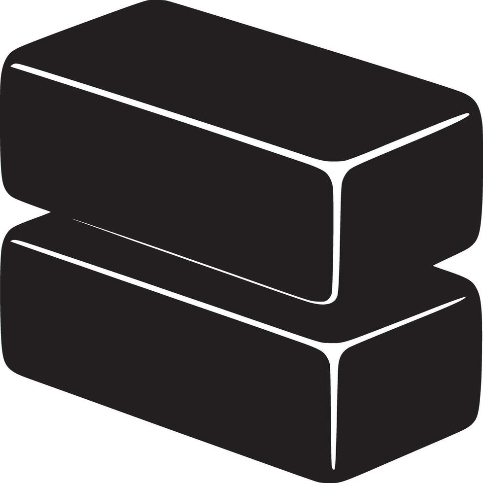 Illustration of two black rectangular blocks stacked on top of each other on a white background vector