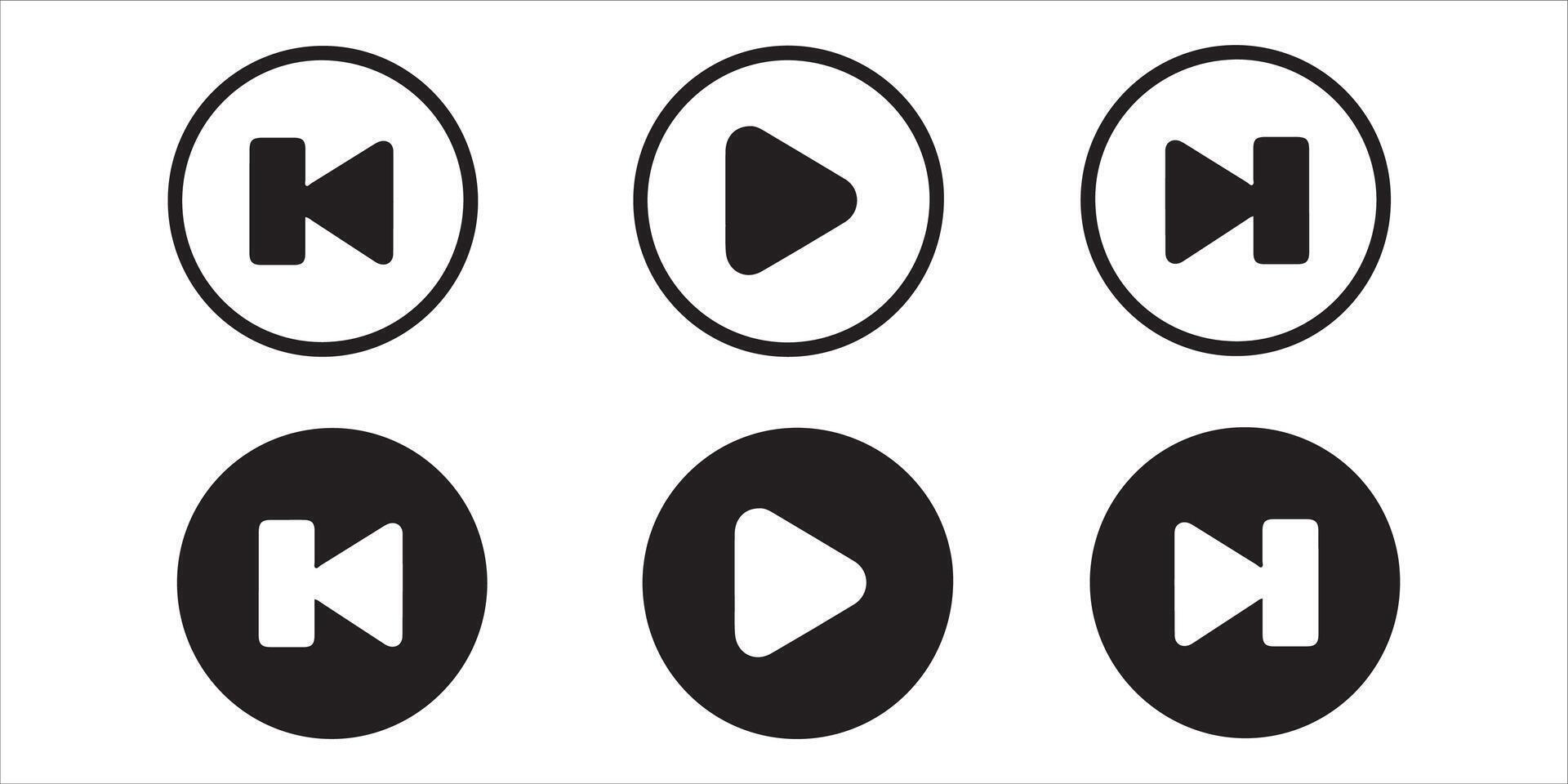 Media player control icons isolated on white background for web and app design vector