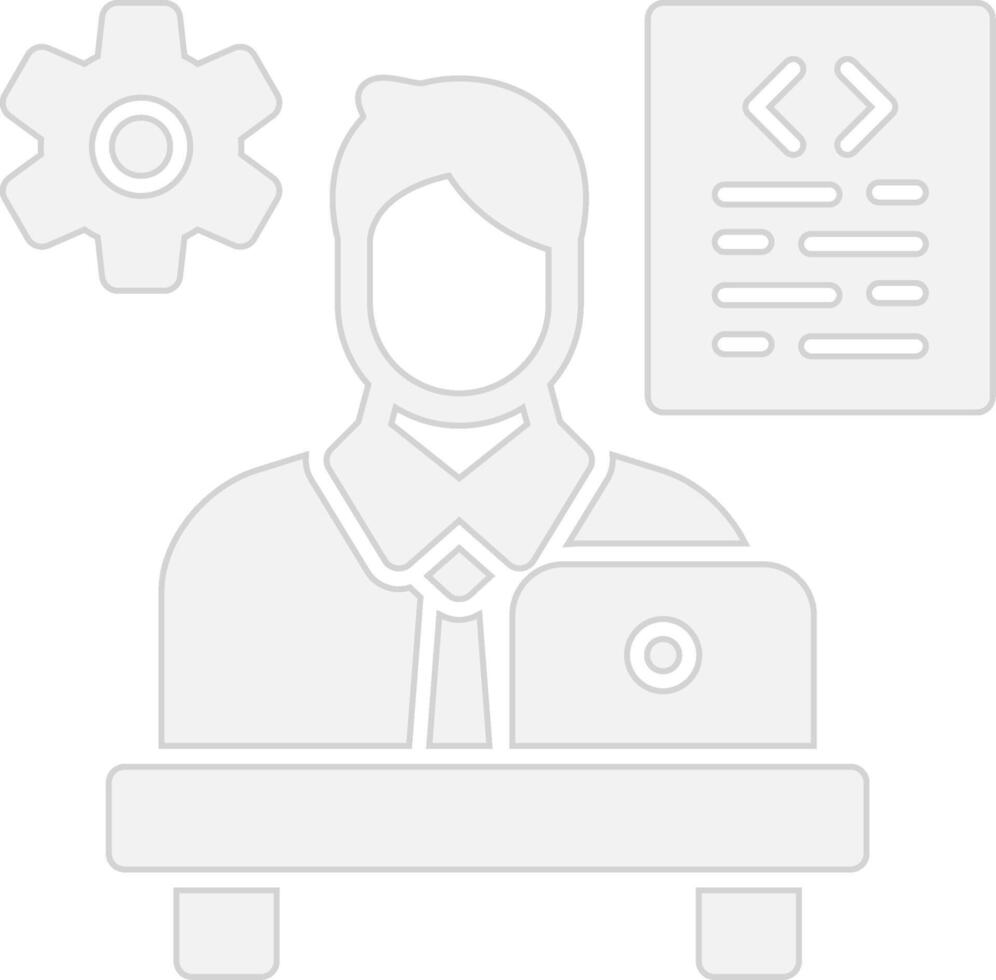 Software Developer Monochrome Line Graphic vector