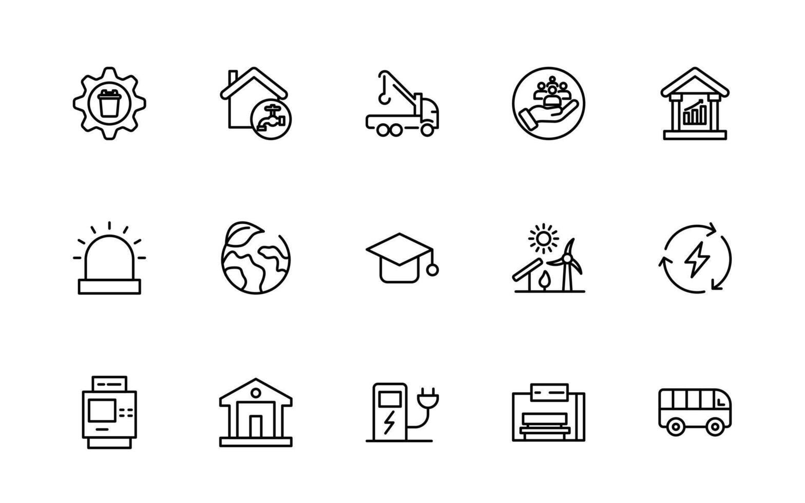 Line set Icons for Public Services. minimalist web icon set. Public utility-related line icons. heating, electricity, and gas. vector