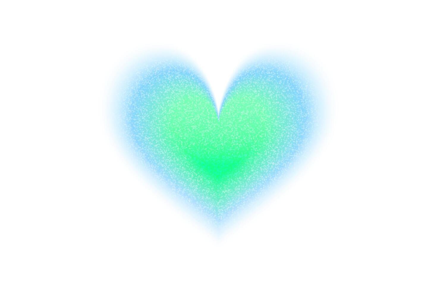 Green abstract heart shape with gradient and blur effects for modern graphic or retro design in the Y2K style. illustration isolated on a white background vector