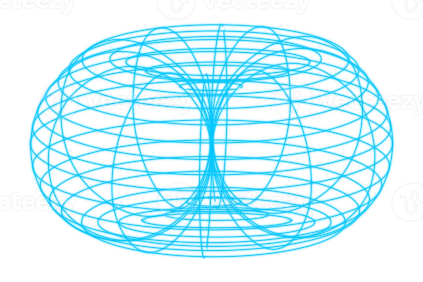 3d wireframe torus geometric shape mathematical topology blue transparent grid futuristic abstract conceptual geometry hyperbolic structure digital visualization illustration png