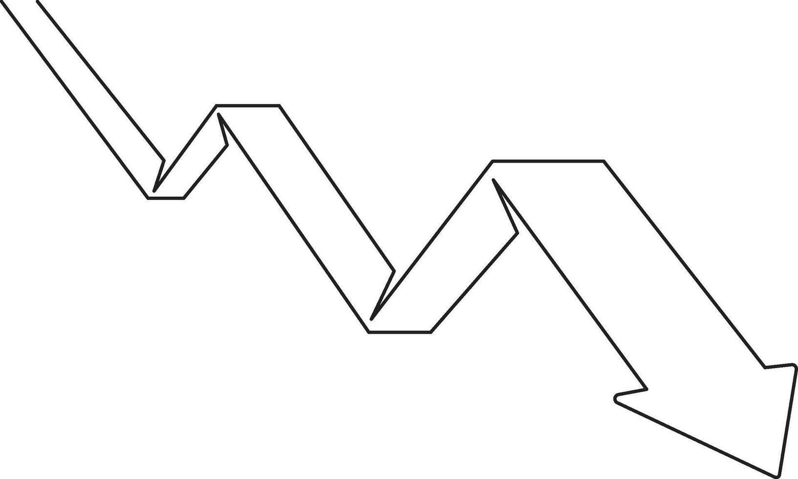 Continuous one line drawing of Graph decrease. Single line drawing illustration of Down graph chart. Financial market crash concept art. Doodle line. vector