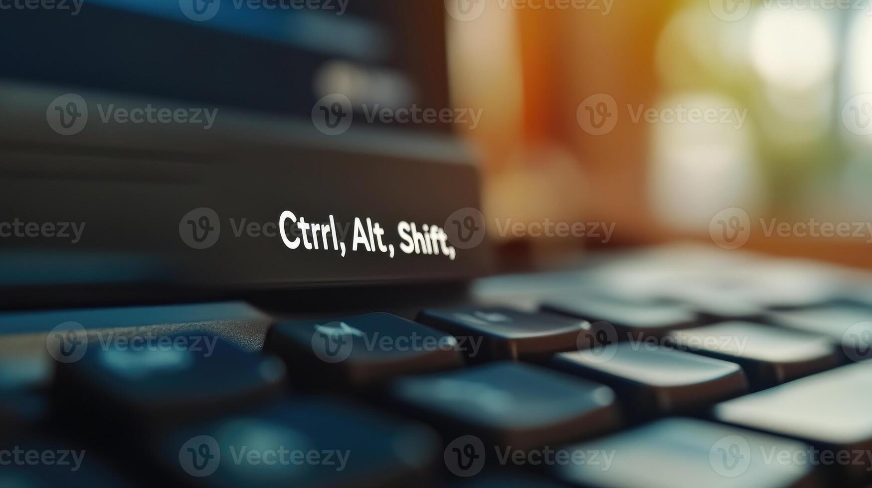Closeup computer keyboard with shortcut keys highlighted photo