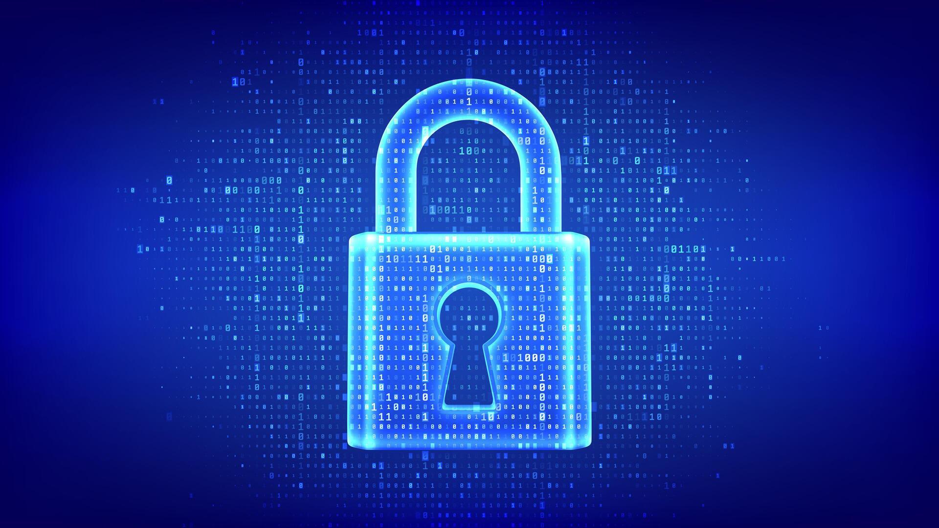 Digital Lock Icon with Binary Code Background 70019641 Vector Art at ...