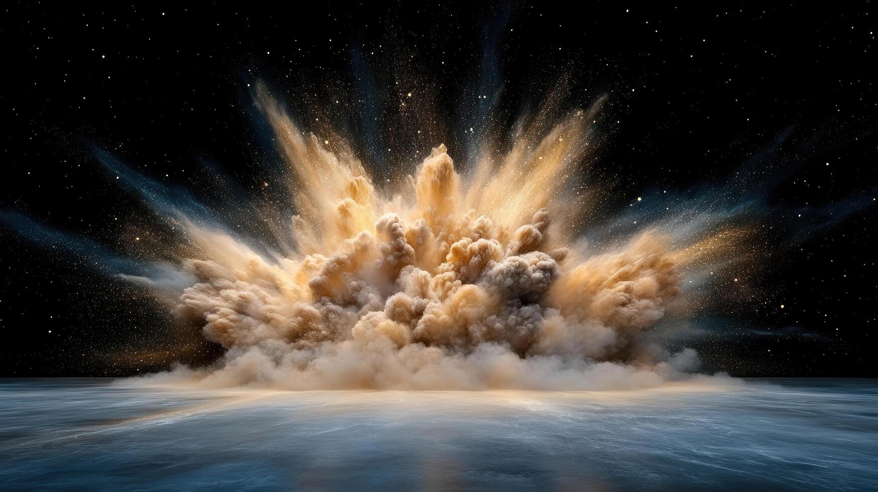 An explosion is exploding over the ocean photo