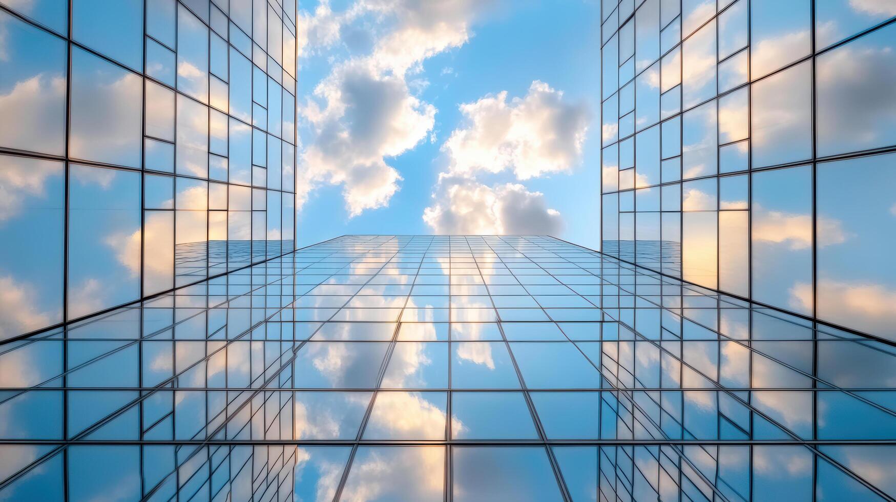 A view of the sky and clouds from inside a building photo