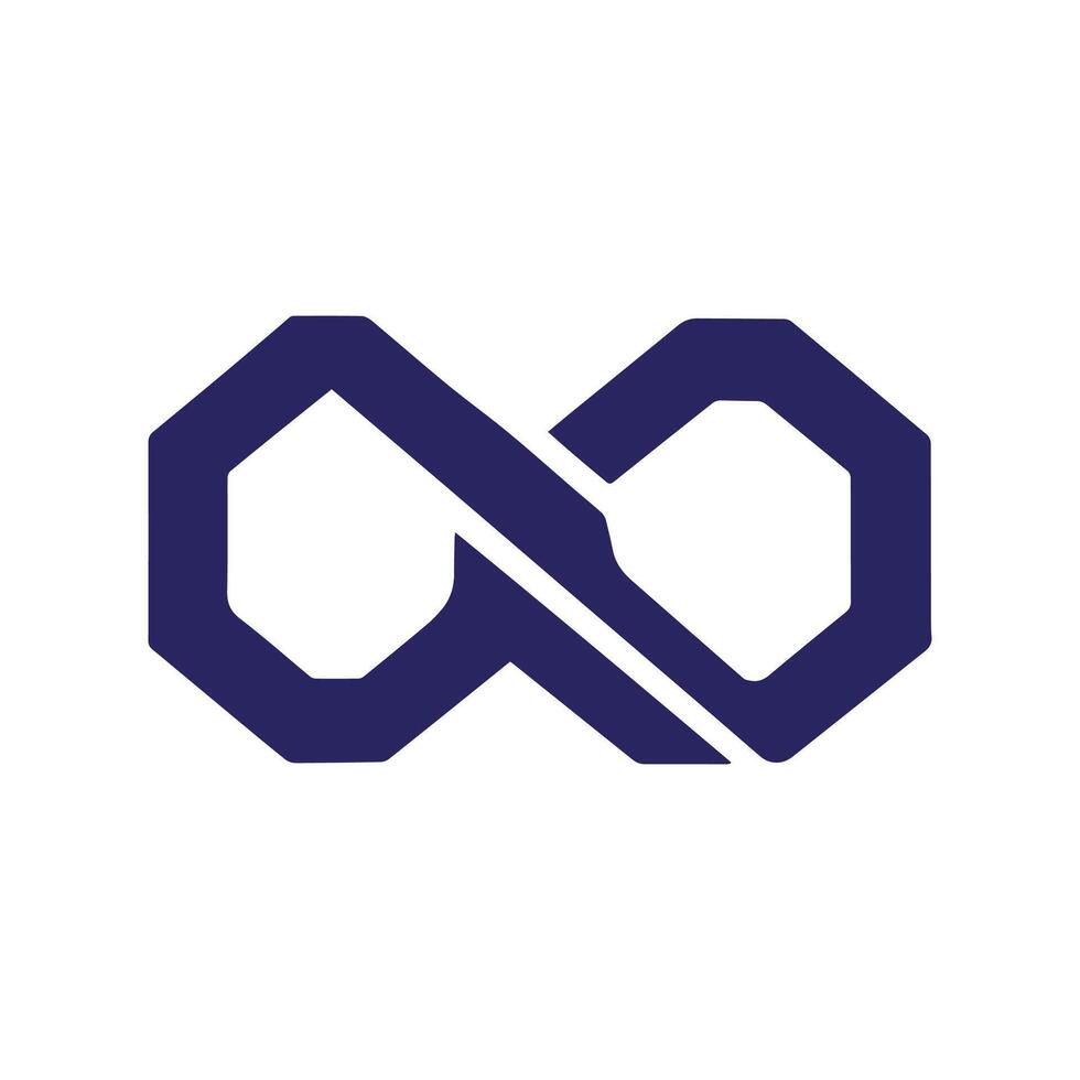 Sophisticated angular dark blue infinity mark symbolizing endless possibilities vector