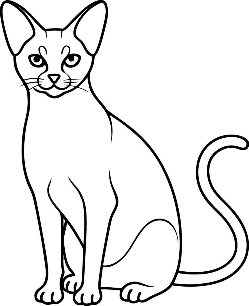 Continuous single line art of Abyssinian cat graceful elegant minimalist one line drawing , Abyssinian cat line art, Minimalist cat portrait , Elegant kitten continuous line drawing vector