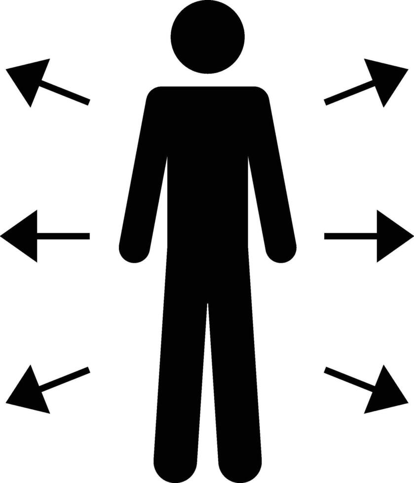 directions, person, arrows icon. Simple glyph, flat of People icons for UI and UX, website or mobile application on white background vector