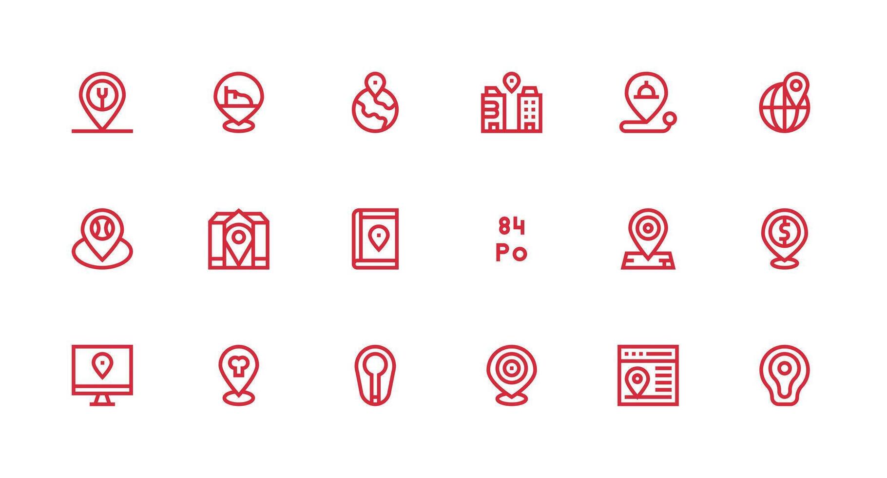 18 Icons for Address in Strong Stroke Line Format vector