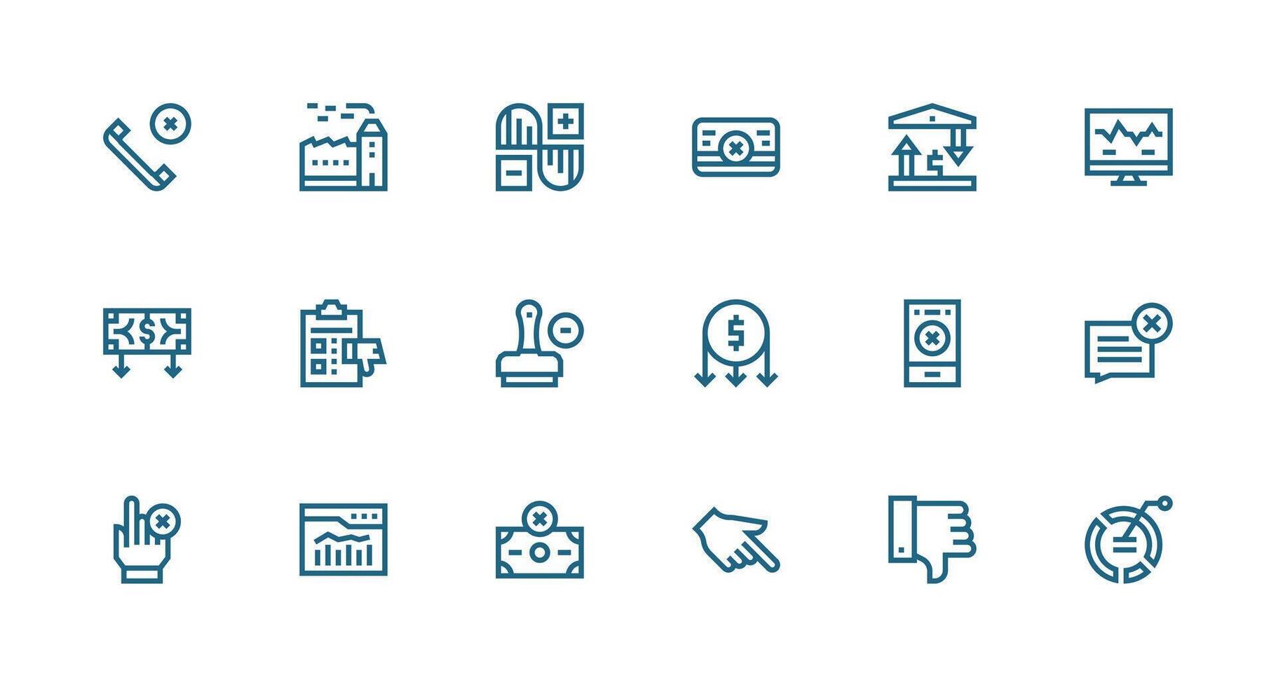 18 Icons for Decline in Strong Stroke Line Format vector