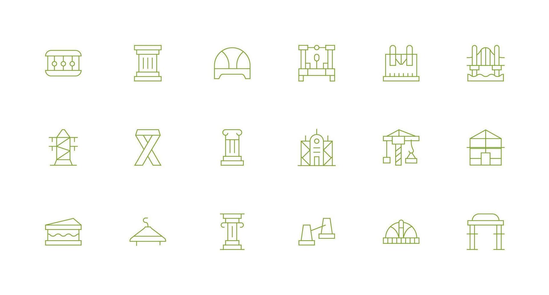 18 Support Structure Icons in Minimal Line Aesthetic vector