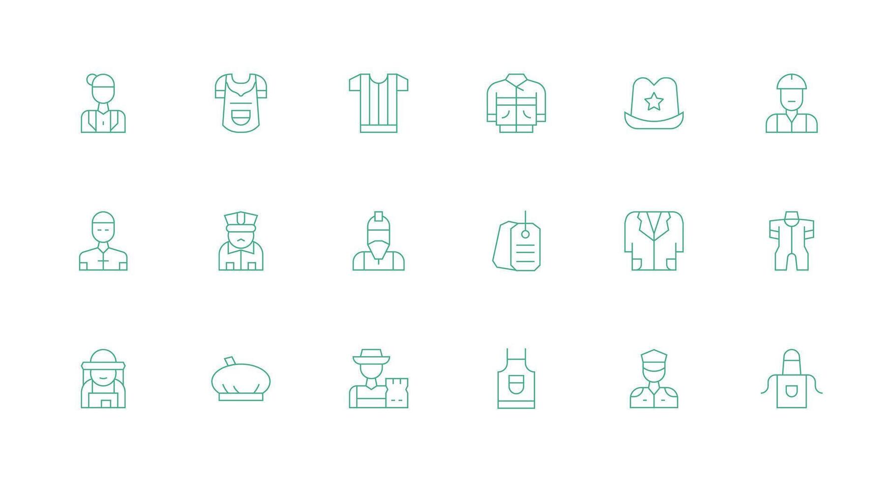 uniforme icono conjunto con 18 mínimo línea gráficos vector