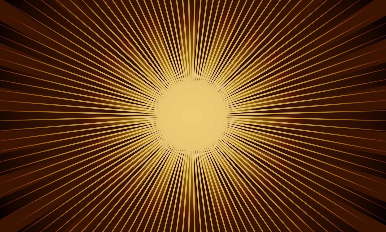 Abstract gold radial burst background with glowing center and radiating lines. Vibrant and energetic design. fractal sunburst background. vector